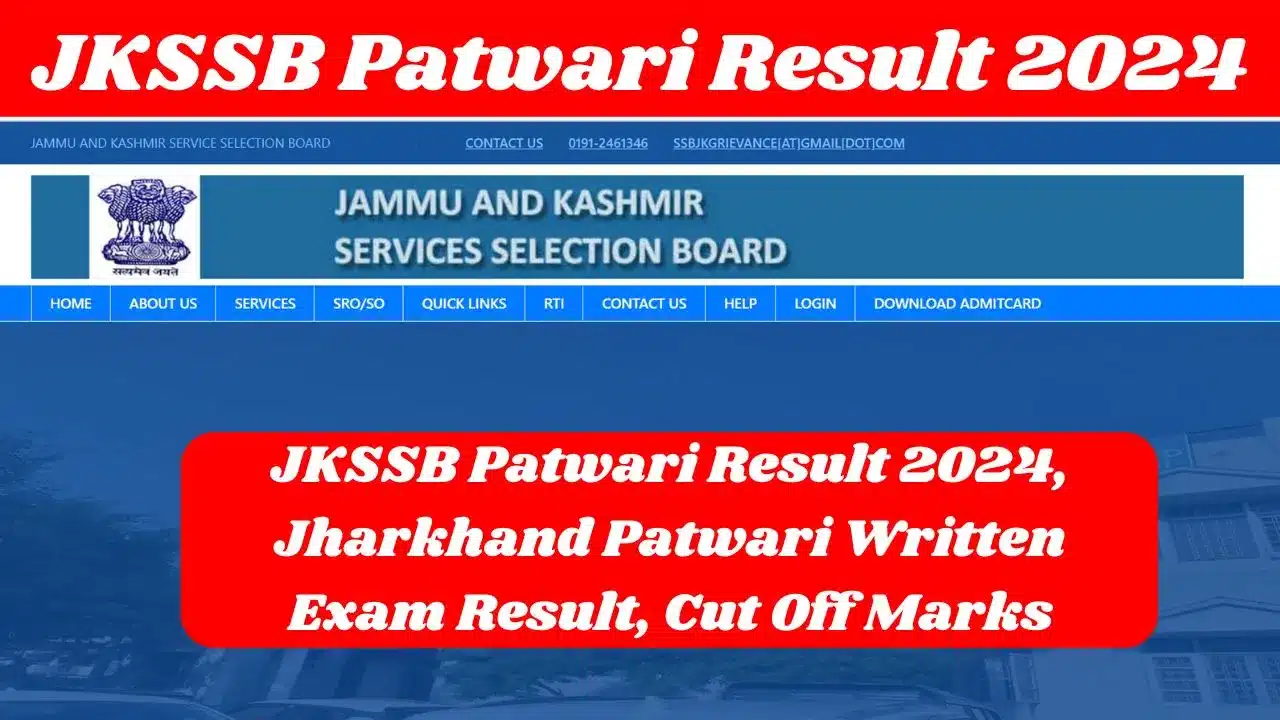 JKSSB Patwari Result 2024, Jharkhand Patwari Written Exam Result, Cut Off Marks